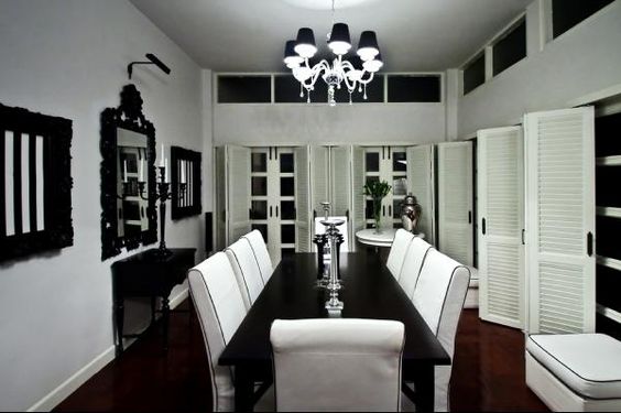monochrome dining room